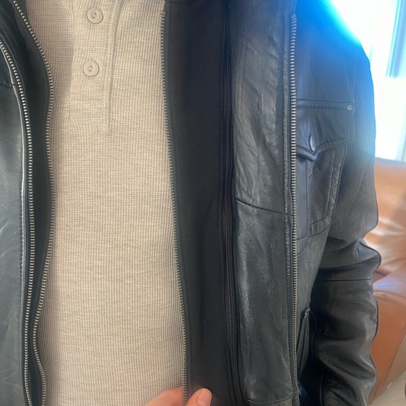 Men's Black Leather Jacket Bod Christenson - Picture 5 of 9
